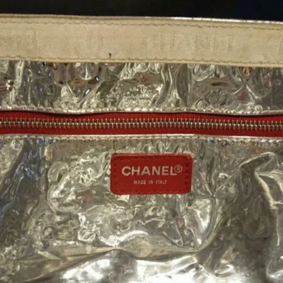 Auth CHANEL No 5 Canvas Leather Tote Shoulder Handbag Shopper Carrier Jumbo XL - Picture 3 of 4